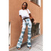  loose casual printed flared trousers NSKX8448