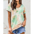 women s gradient color tie-dye short-sleeved loose T-shirt  NSKX8460