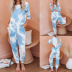 casual tie-dye round neck long sleeve home service two-piece suit  NSKX8465