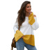 autumn and winter contrast stitching long-sleeved loose knitted sweater NSKA8506