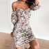 Elastic Waist Wrapped Chest Print Dress NSAG8518