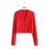 long-sleeved V-neck cropped fuzzy sweater cardigan  NSAM8803