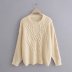handmade crew neck cable knit sweater  NSAM8805