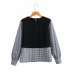 plaid stitching two-piece pullover long sleeve blouse NSAM8869