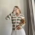Women s Color Striped Knit Cardigan  NSAM8878
