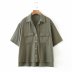 Army Green Button Satin Shirt  NSAM8917