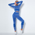 seamless knitted quick-drying long-sleeved striped two- piece fitness suit NSLX8991