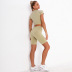 striped seamless knitted high waist short yoga suit  NSLX9040