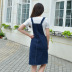 fall plus size suspender half-length denim dress NSDT9072