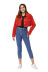 red loose short denim jacket   NSSY9131