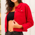 red short slim denim jacket  NSSY9134