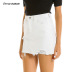 White Solid Color Frayed Denim Skirt NSSY9166