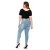 jeans ajustados con lavado elástico de talla grande para mujer NSSY9167