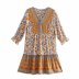 winter rayon printed mid-sleeve holiday dress NSAM9301