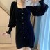 autumn and winter lantern sleeve thick square collar dress NSAM9318