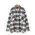 black and white woolen plaid shirt woolen jacket NSAM9320