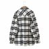 black and white woolen plaid shirt woolen jacket NSAM9320