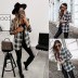 autumn and winter long-sleeved double-breasted plaid printed suit jacket  NSYD9382