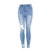 stretch ripped holes washed slim jeans NSSY9465