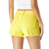 summer yellow raw edge ripped denim shorts  NSSY9468