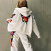  butterfly print hooded long-sleeved trousers casual suit  NSKX9672