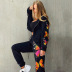  butterfly print hooded long-sleeved trousers casual suit  NSKX9672