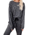 autumn and winter printed long-sleeved round neck casual loose sweater suit NSKX9678