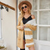 new women s striped contrast color knitted cardigan NSYH9739