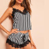 sling sexy thin fashion striped chiffon pajamas NSYO9760