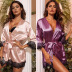 sexy imitation ice silk mid-length nightgown  NSYO9761