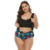 high waist solid color sexy ruffled multicolor plus size split swimsuit  NSHL9844