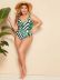 plus size green leaf one-piece swimsuit NSHL9851