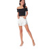 denim fashion slim white denim shorts  NSSY9871