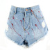 fashion ripped raw edge painted denim shorts NSSY9874