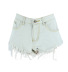 raw edge slim white denim shorts  NSSY9881