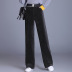 straight-leg elastic elastic waist high waist corduroy casual pants  NSYY9925
