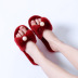 spring and autumn bowknot pearl plus velvet warm cotton slippers NSPE10012