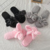 winter embroidered bowknot flat-bottomed plush non-slip cotton slippers NSPE10017