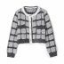 retro check knitted women s cardigan NSAM10059