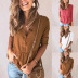 new women s solid color stitching long-sleeved shirt  NSKX10124