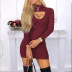Slim solid color high neck long sleeve dress  NSKX10146