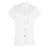 short-sleeved solid color stand-up collar button top NSKX10180