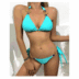 bikini halter sexy con cadena de cristal de zafiro de color sólido NSZO10227