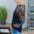 pattern stitching long-sleeved round neck t-shirt  NSSI10362