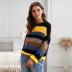 stripes hit color long-sleeved round neck casual knitted sweater  NSSI10374