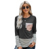 new stitching pocket loose round neck pullover long sleeve sweater  NSSI10381
