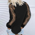 women s sexy lace stitching long-sleeved round neck shirt  NSSI10395