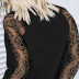 Camisa de cuello redondo de manga larga con costura de encaje sexy para mujer NSSI10395