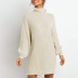 women s solid color long sleeve knitted dress NSSI10396