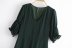 retro dark green V-neck split waist solid color dress NSAM10415